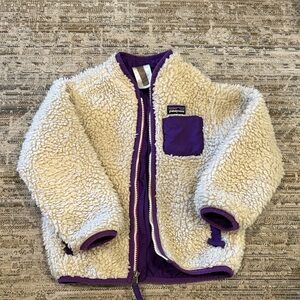 Patagonia Cream and Purple Sherpa Jacket